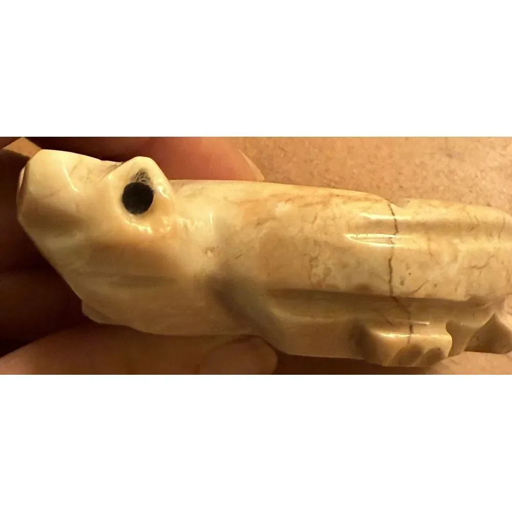 Vintage Turtle Trinket Dish/ Ashtray Carved Natural Marble‎